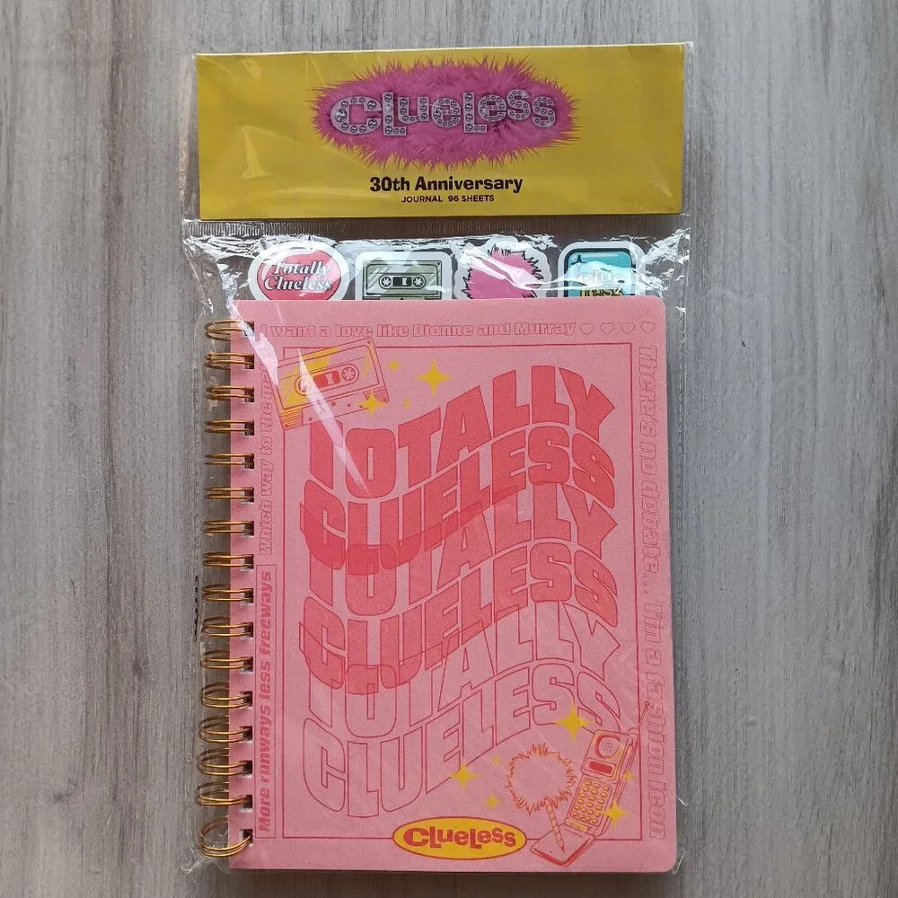 Clueless 30th Anniversary Spiral Bound Tabbed Notebook Lined 96 Sheets Pink Gold